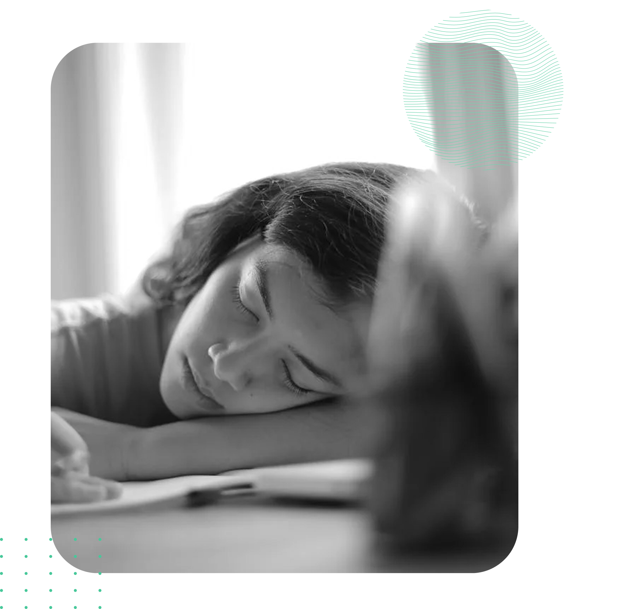 A woman sleeping on her books